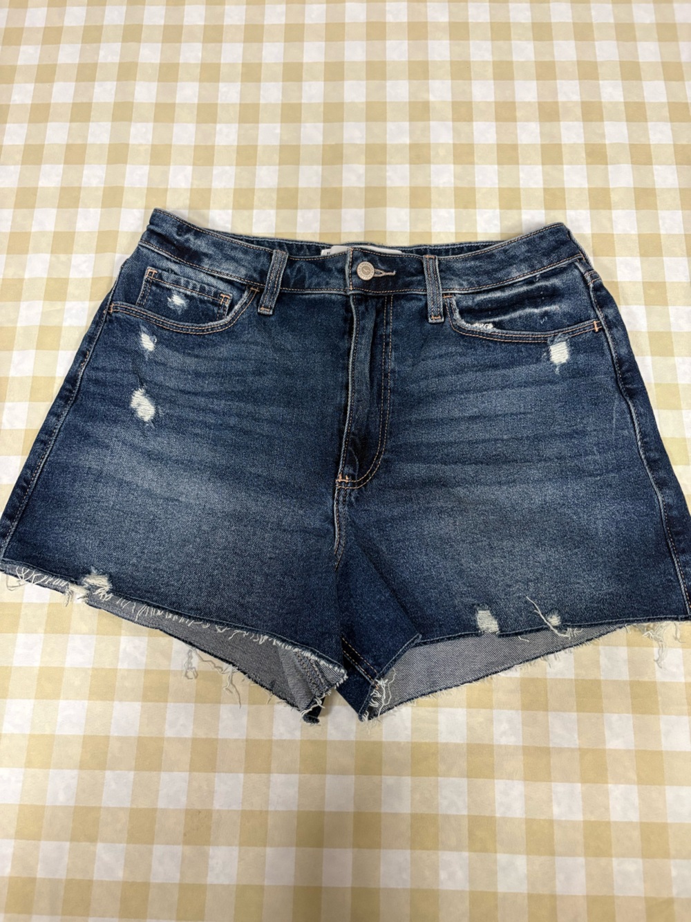 Hollister Dark Blue High-Rise Denim Shorts